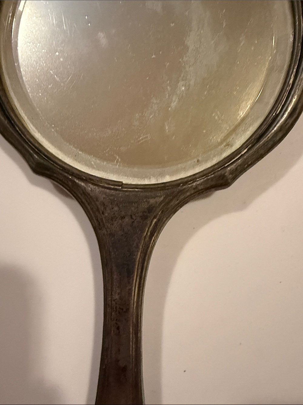 Ornate Engraved Metal Hand Mirror with Monogram - Picture 7 of 7